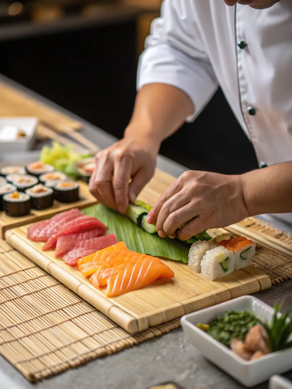 A close-up shot of a chef meticulously preparing a Pan-Asian dish, emphasizing Plated Moments' commitment to quality and attention to detail in every culinary creation.