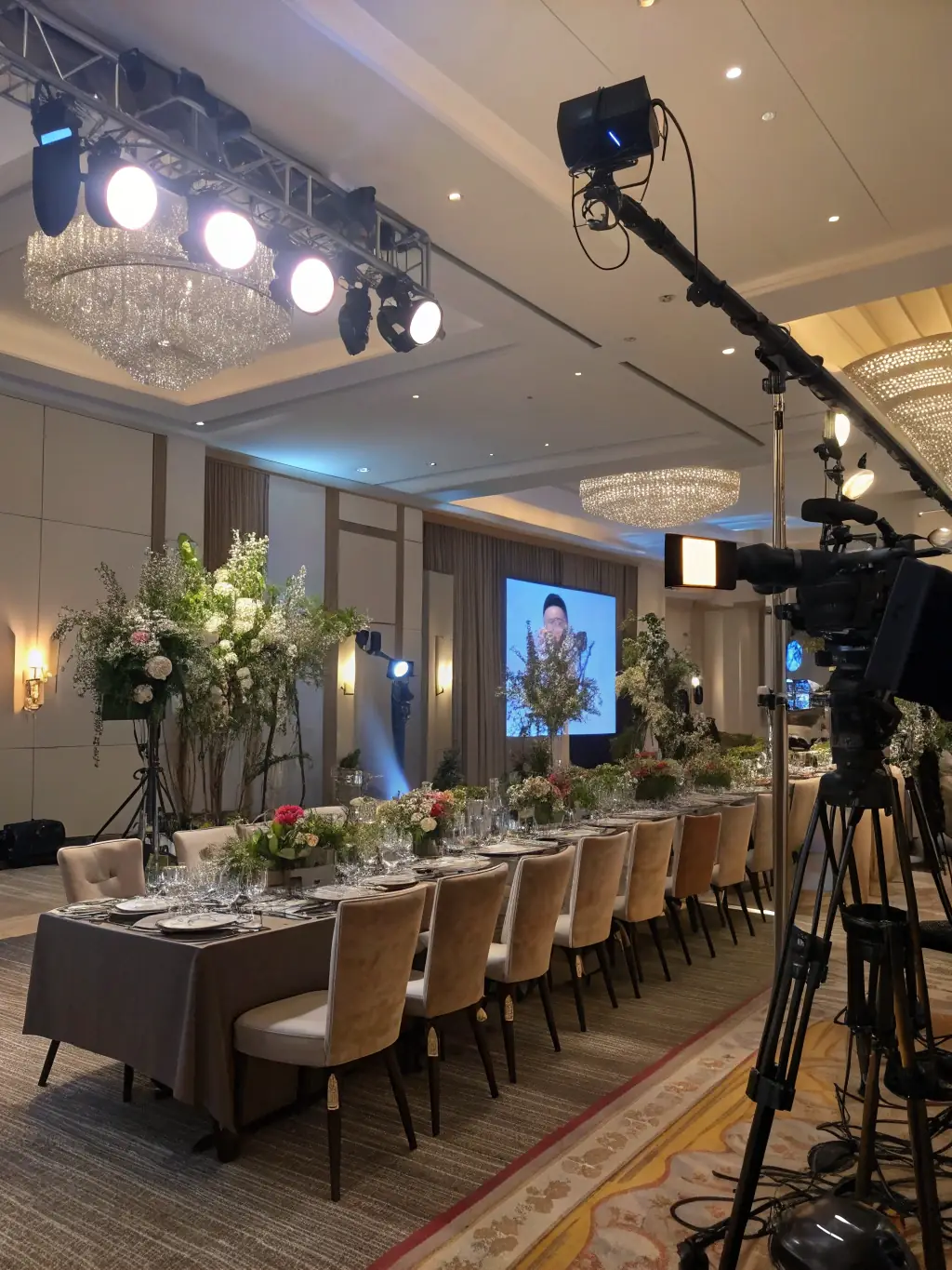 A sophisticated corporate event with attendees networking over beautifully presented appetizers and drinks, highlighting Plated Moments' ability to cater to professional gatherings.